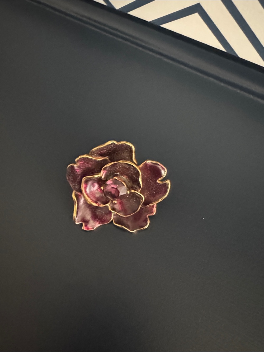 Kenneth Jay Lane Gold-Trim Plum Flower cocktail ring Women Jewelry